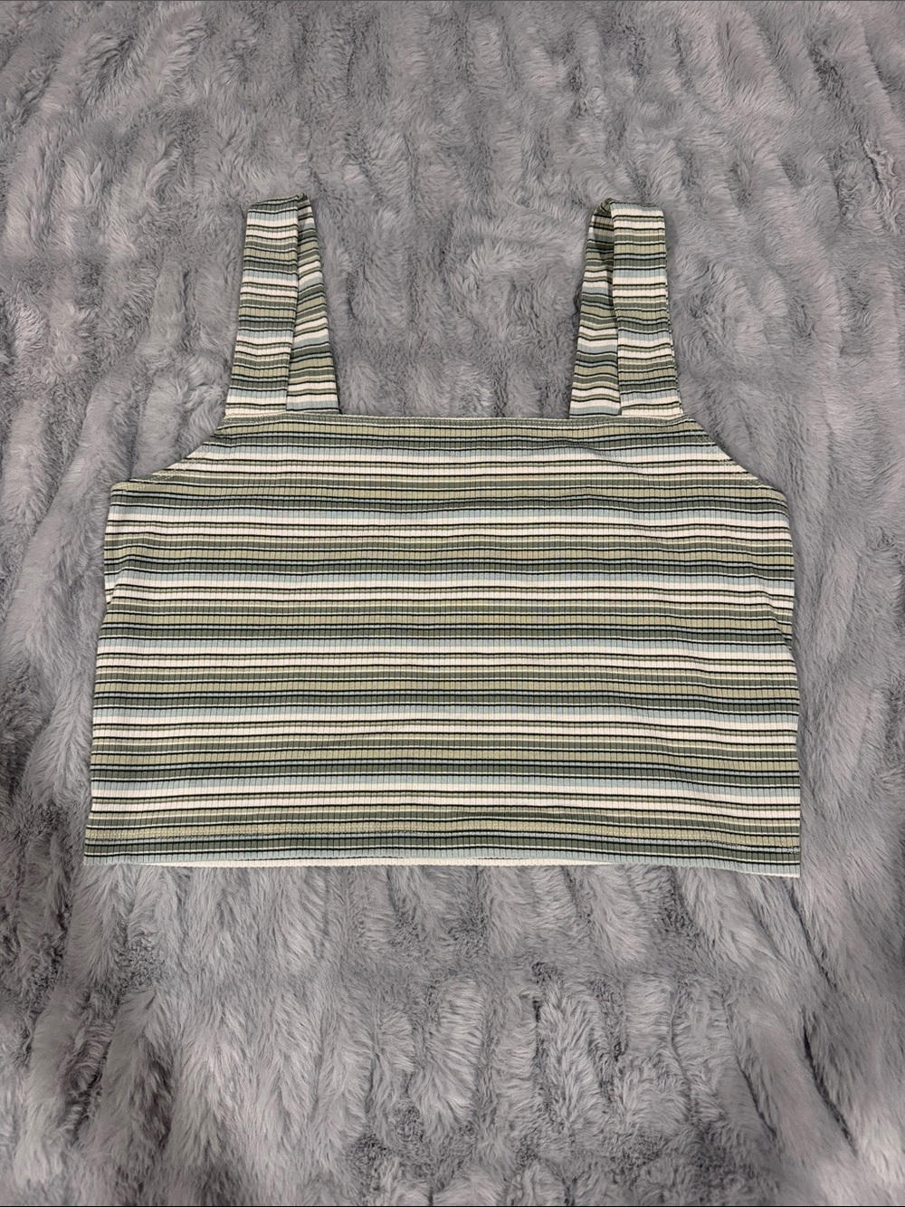 American Eagle Outfitters Striped Cropped Tank Top - Green, White, Black